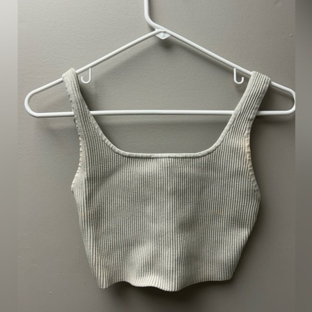 Babaton Sculpt Knit Tank Square-Neck Cropped Ribbed Top